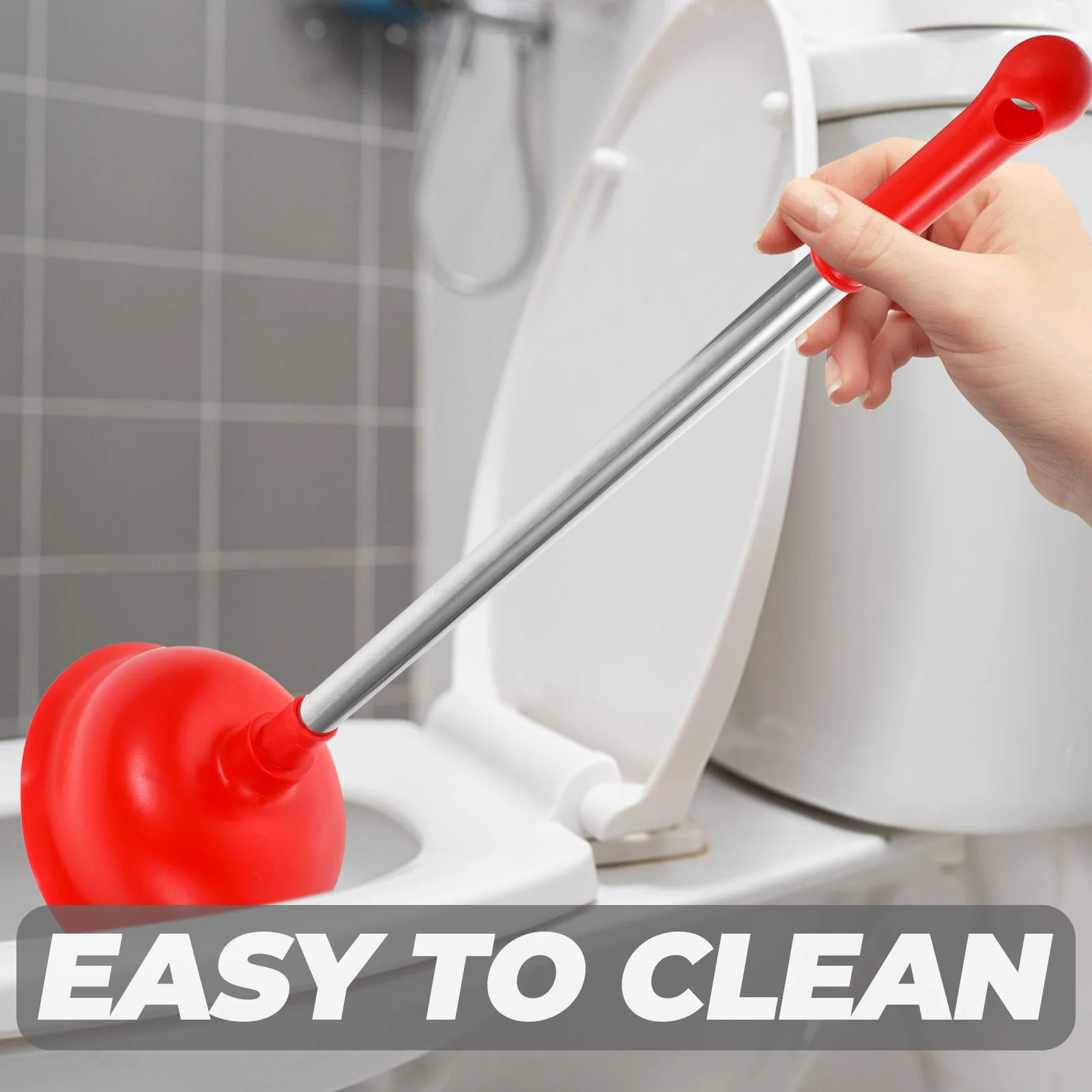 

1pc Long Handle Suction Plunger For Bathroom Kitchen Home Clogging Clean Tool Closestool Cleaning Plug With Tray