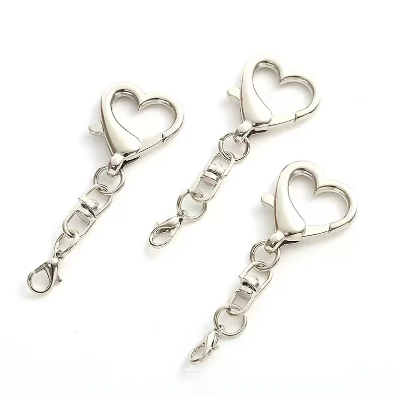 10Pcs Unique Alloy Heart Keyring Pendant Heart Shaped Clasp For DIY Projects image 3
