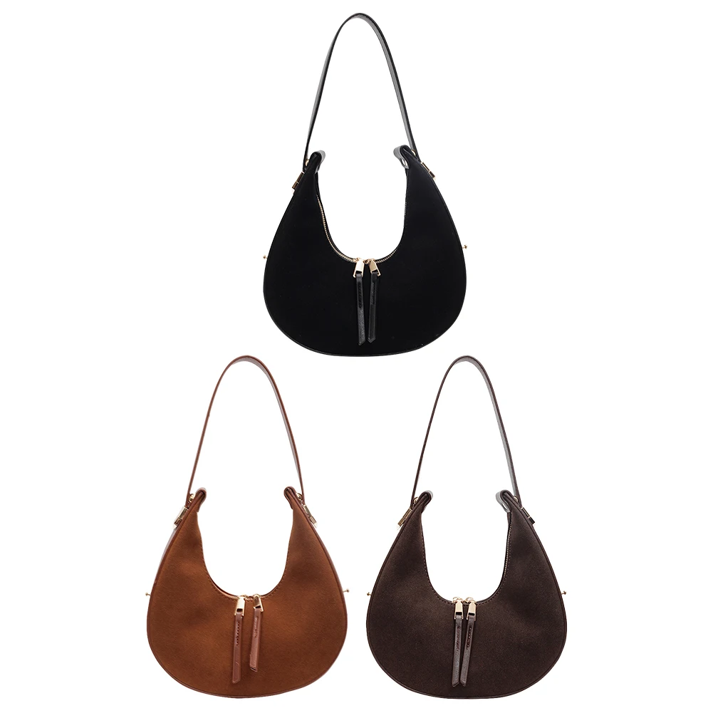 Женская сумка через плечо из искусственной замши, модная сумка для подмышек, большая вместительная сумка с верхней ручкой, застежка-молния, регулируемый ремень, уличная дорожная сумка