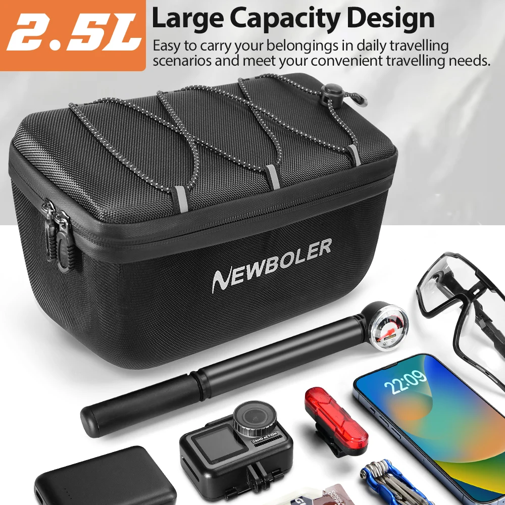 NEWBOLER Foldable Brompton Bag 2.5L Quick Release Waterproof Hard Shell Bike Handlebar Bag For Brompton Folding Bike view 5