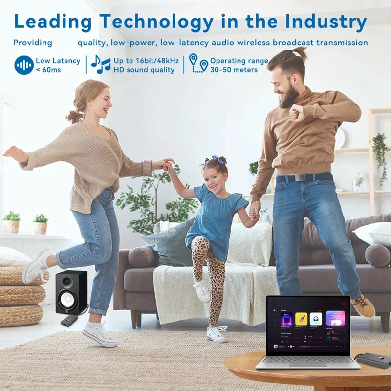 Bluetooth 5.3 LE Audio Zender Ontvanger LC3 Lage Latency Voor PC/MAC/Telefoon/Ps5/30M Transmissie Afstand Van Smart TV