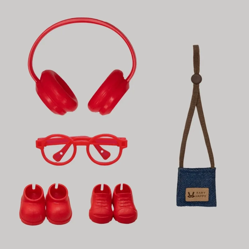 

For 17cm Labubu Doll Clothes Accessories Mini Cute Glasses+Shoes+Bag+Headset Kits Festival Gift 5Pcs/Set