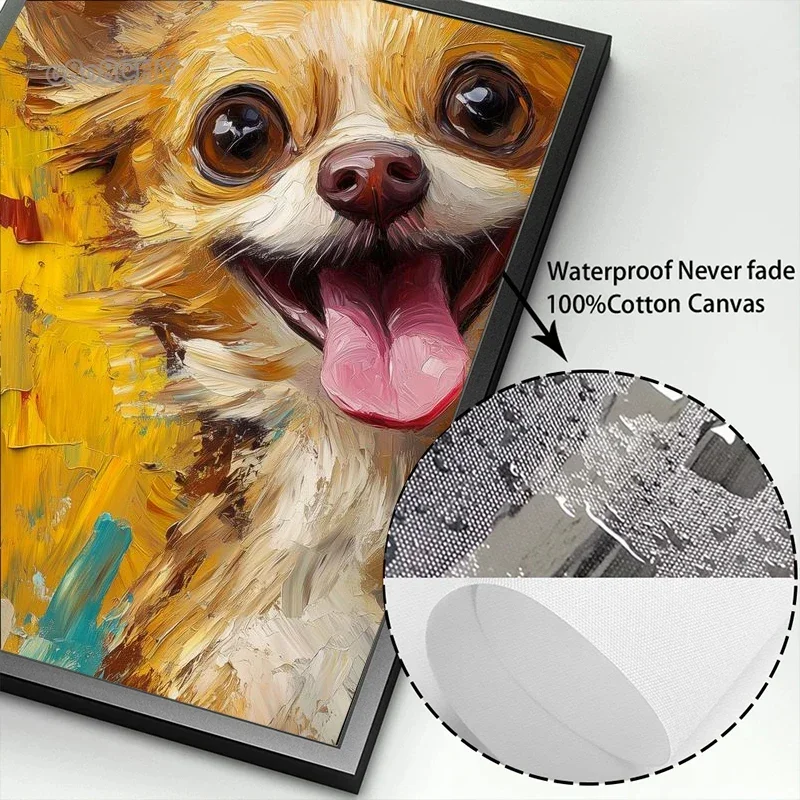 Cute Chihuahua Portrait Abstract Art Canvas Painting Cute Dog Portrait Posters and Prints Wall Art Picture for Home Room Decor
