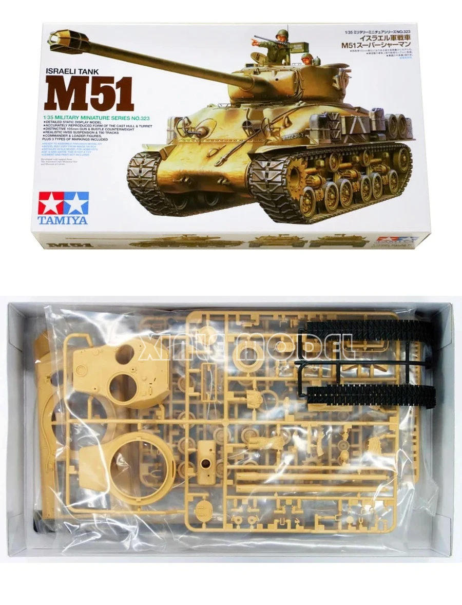 

TAMIYA model 1/35 Assembly tank Model Kit 35323 Israel M51 Super Sherman Tank for Military Toy Model Hobby Collection