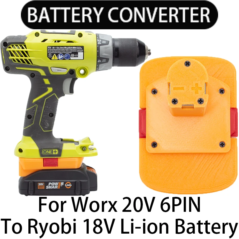 Adapter for Ryobi ONE+ 18V Li-Ion Tool Converter for Worx 20V 6PIN LI-Ion Battery Adapter Power Tool Accessory 