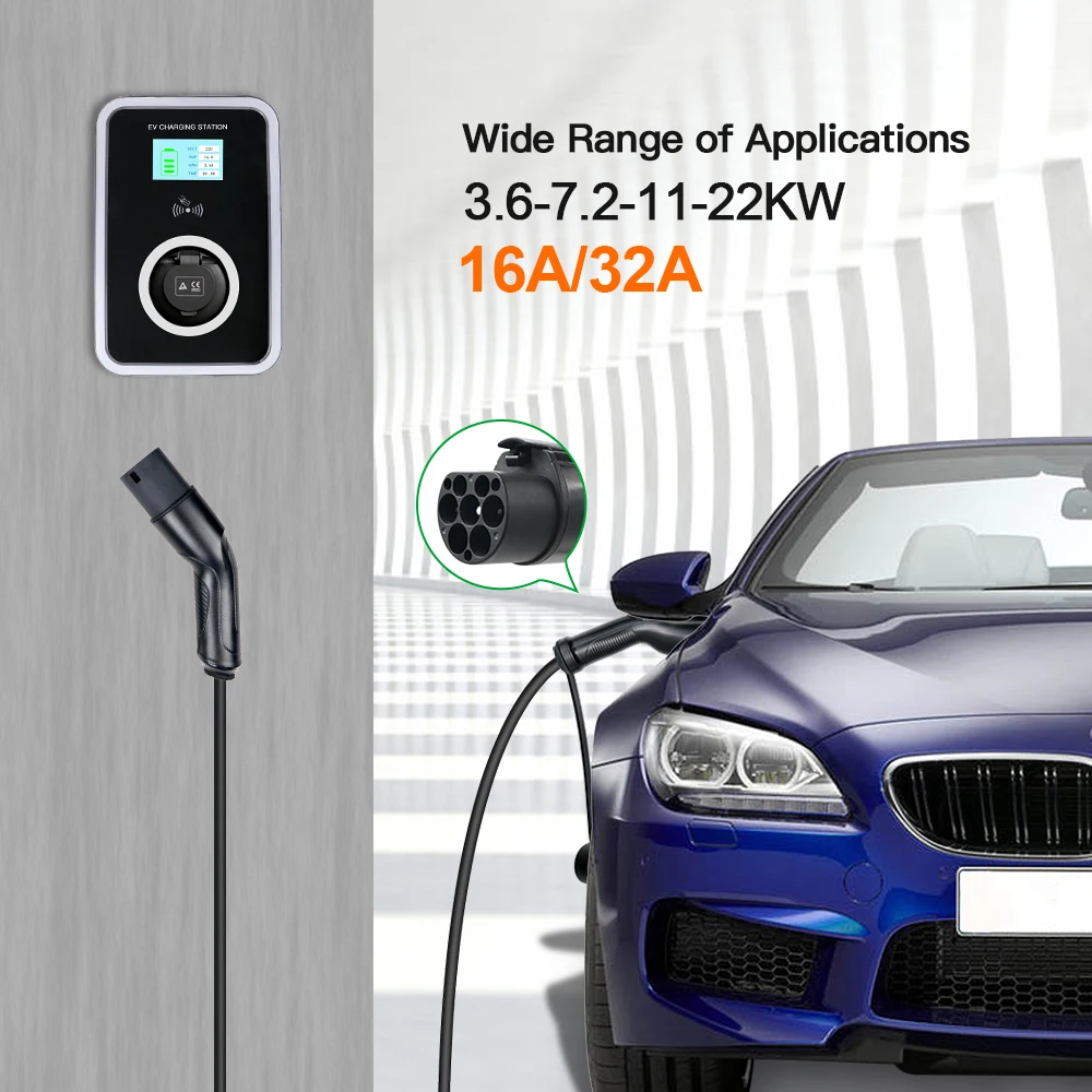 Isigma 3.6KW Type 2 to GBT EV Car Charging Cable 32A 22KW Three Phase 7KW Electric Vehicle Cord for Car Charger Station