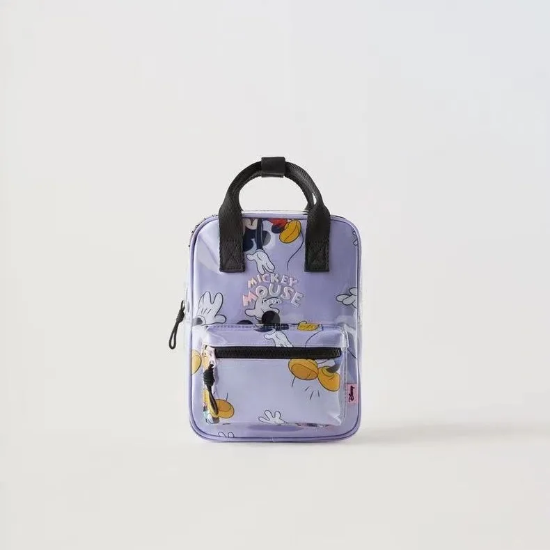 New Mickey Full Print Purple Backpacks Child Casual Fashion Cute Light Two-shoudler Bags Girls Cartoon Mini School Bags