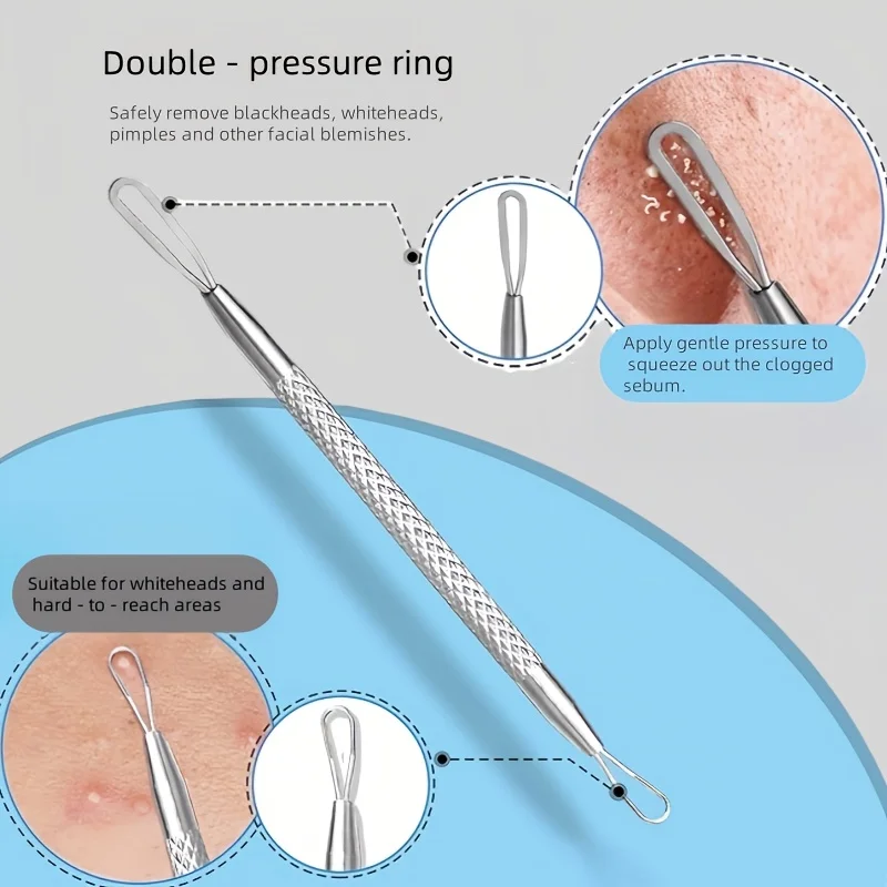 1/2pcs Blackhead Extraction Tools Stainless Steel Pimple Remover Suitable for All Skin Type,Essential for Skincare for Genders