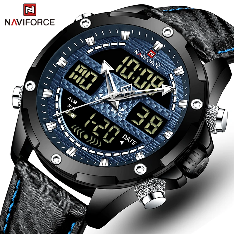 

NAVIFORCE Men Military Sport Watch Top Brand Fashion Quartz Watches for Men Leather Waterproof Chronograph Male Clock Wristwatch