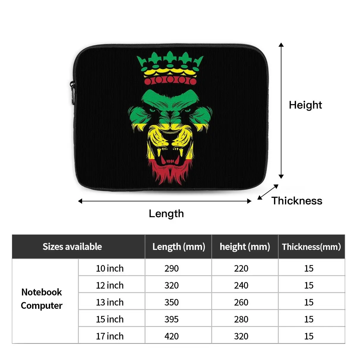 Rasta Lion Stripe  Notebook Laptop Bag Case Pouch 10 12 13 15 17 Inch For Macbook Air Pro Tablet Shockproof Case Bag