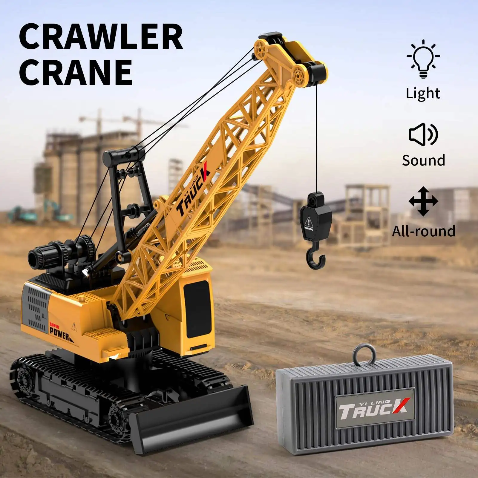 RC Crane Truck Alloy Spray Simulation 15/13/11/9CH Large Remote Control Engineering Vehicle Hook Crane Kids Toy Boys Gifts