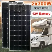 600W 300W Solar Panel Kit Charge for 12V Battery PET Flexible 18V Solar Cell Energy Charger for Camping Car RV Boat Home Outdoor