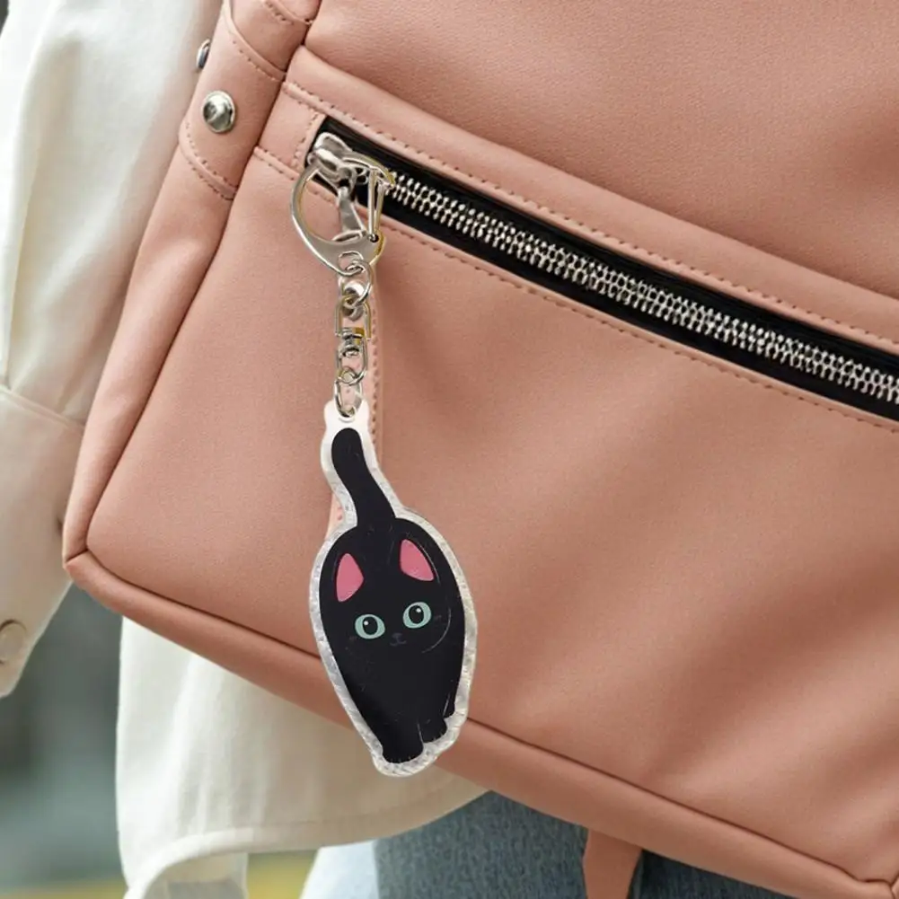 Durable Keychain 2d Flat Acrylic Cat Charm Keychain Pendant Black Cat Car Rearview Mirror Hanging Decoration Christmas for Car