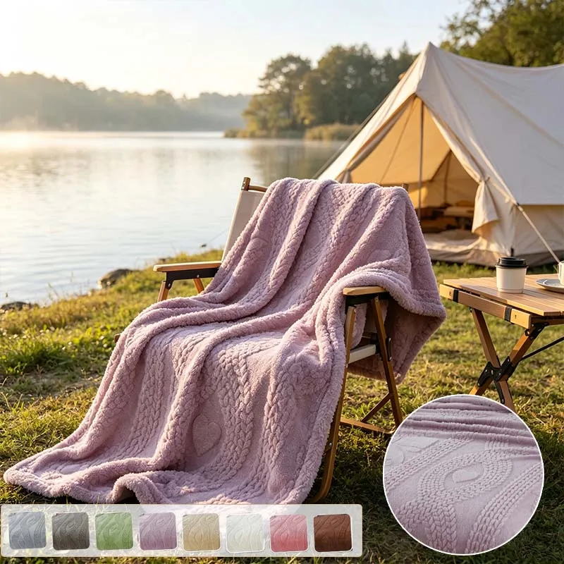 Jacquard Flannel Throw Blanket Dual-Sided Thick Plush Office Nap Blanket Reversible Warm Soft Couch Bed Decor Travel Supplies