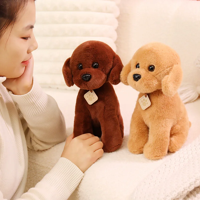 Simulation 25cm Puppy Poodle Plushie Doll Soft Stuffed Real Life Fluffy Animal Dog Plush Toys for Kids Gifts Home Decor