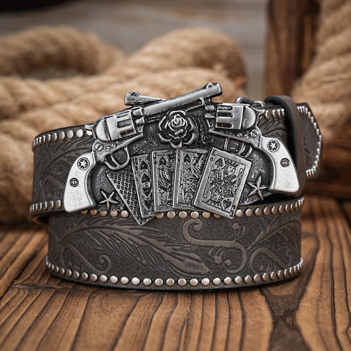 Ein lässiger Retro-Gürtel im Western-Stil für Herren und Damen! PU-Ledergürtel mit Metallschnalle, geeignet für den täglichen Arbeitsgebrauch – Detail 5