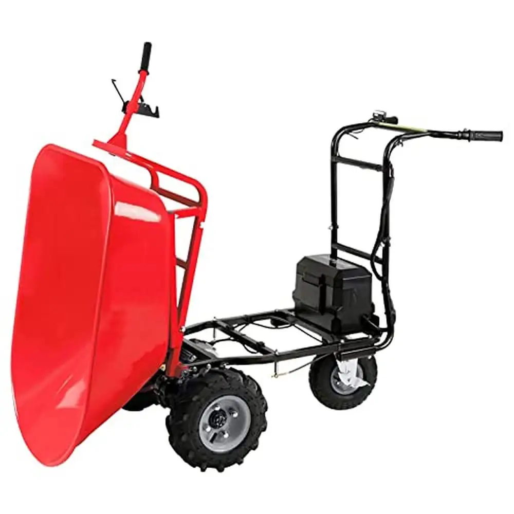 Electric Wheelbarrow Dump Cart 48V28Ah 500W Capacity 500lbs 230kg Max Load Barrel Debris Hauler Vehicle IP54 Dust Rain Motor