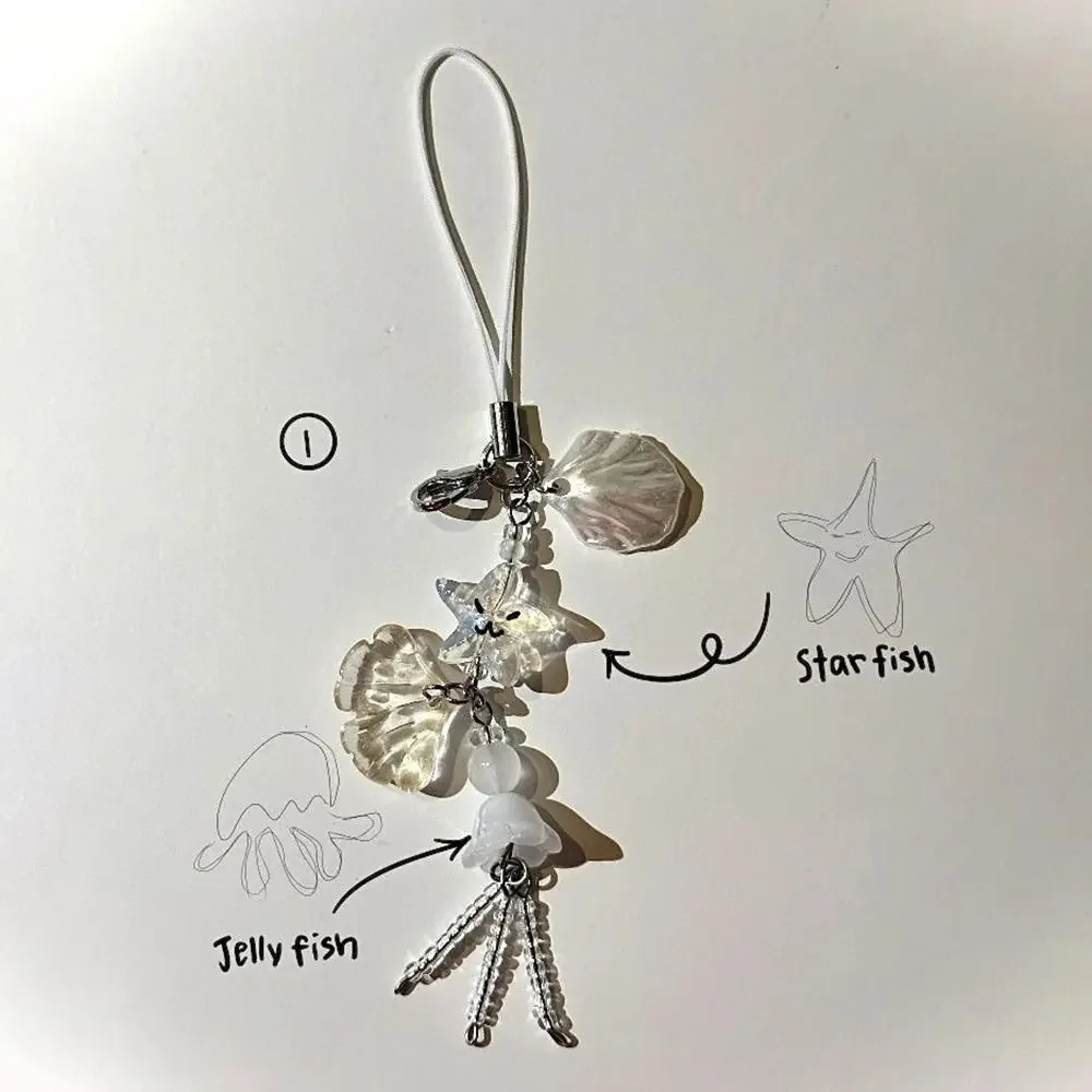 1 قطعة جديد الصيف المحيط نمط الهاتف سحر حزام امرأة حقيبة صدف هلام الأسماك مفتاح حزام الحبل فتاة لطيف المفاتيح Keycord