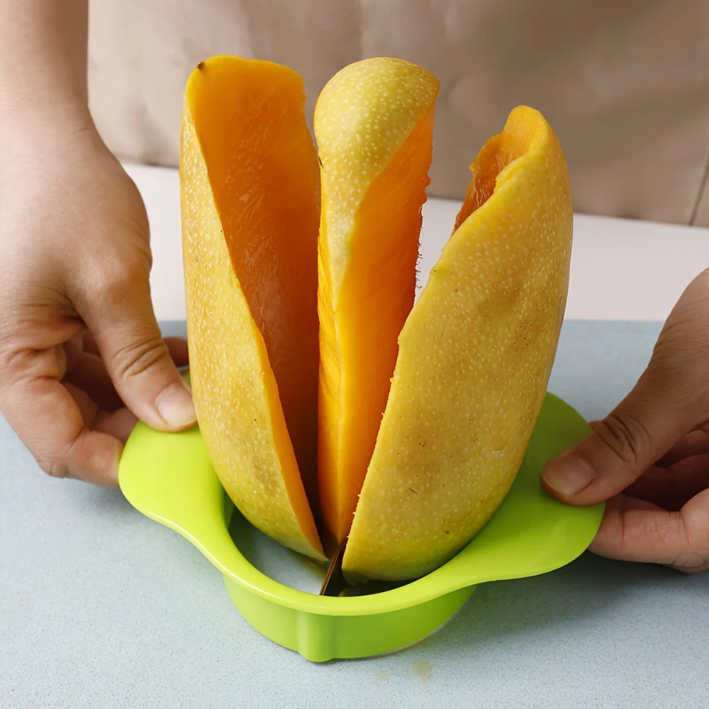 Rebanador de mango: removedor fácil de pelar y núcleos, cortador de frutas de plástico duradero con agarre antideslizante, opciones de color