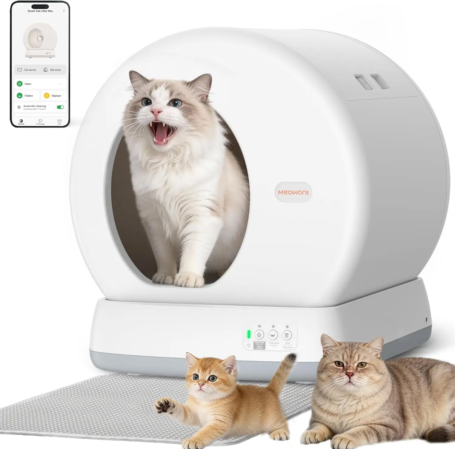 

Self-Cleaning Cat Litter Box, Integrated Safety Protection Automatic Cat Litter Box for Multi Cats, Extra Large/Odor