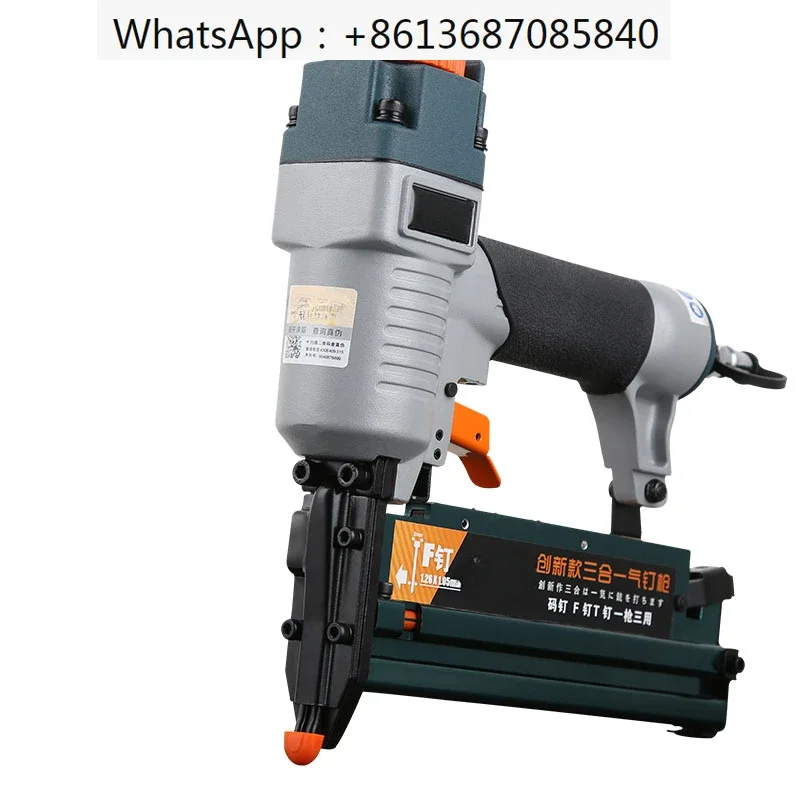 

3-in-1 Carpenter Pneumatic Nail Gun 18Ga/20Ga Woodworking Air Stapler F10-F50, T20-T50, 440K Nails Carpentry Decoration