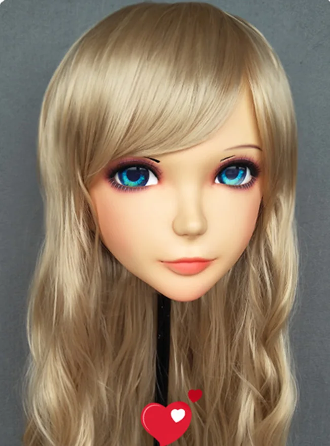 (MEI-03)Female Sweet Girl Resin Half Head Kigurumi Mask With BJD Eyes Cosplay Japanese Anime Role Lolita Mask Crossdress Doll