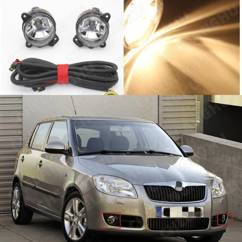 2pcs Fog Lamp For Skoda Fabia MK2 5J 2007 2008 2009 2010 Car Front Fog Lamp Fog Light And Wire Accessories