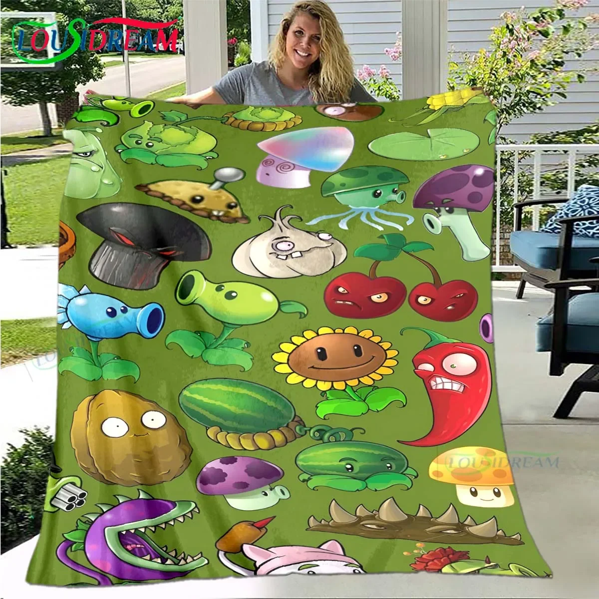

Hot Puzzle Games P-plant Vs Z-zombiee Flannel Children Blanket Sofa Bed Decoration Blanket Portable Blanket Bath Towel Gift