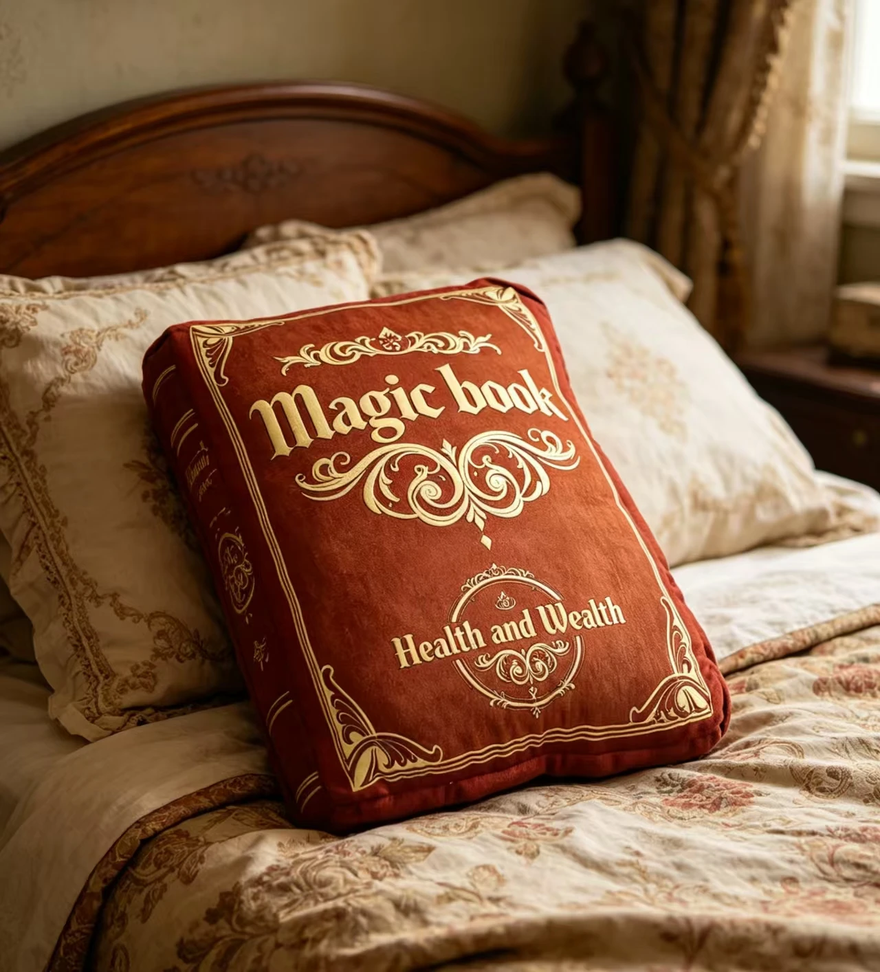 Vintage Magic Book Throw Pillow Good quality Large Toy Plush Sofa Cushion Health and Wealth Decorative Soft Sleeping Bedroom