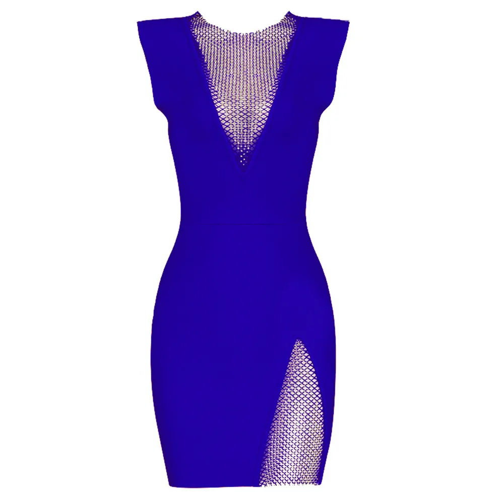 

New Blue Color Ladies HL Bandage Sleeveless Hollow Out Bodycon Mini Club Night Sexy Dancer Dress Vestido