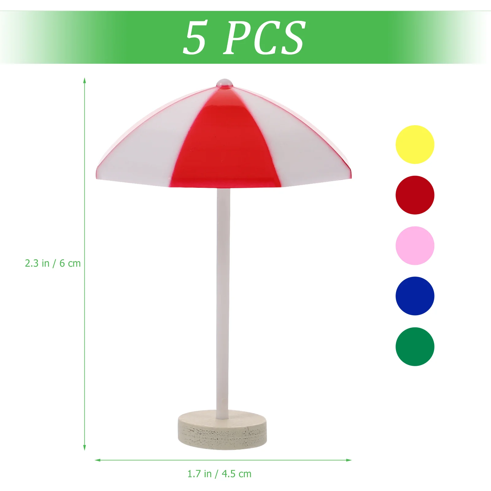 5pcs Miniature Beach Umbrellas Red Yellow Green Parasol Adornment Compact Size Landscape Decor Suitable Fairy