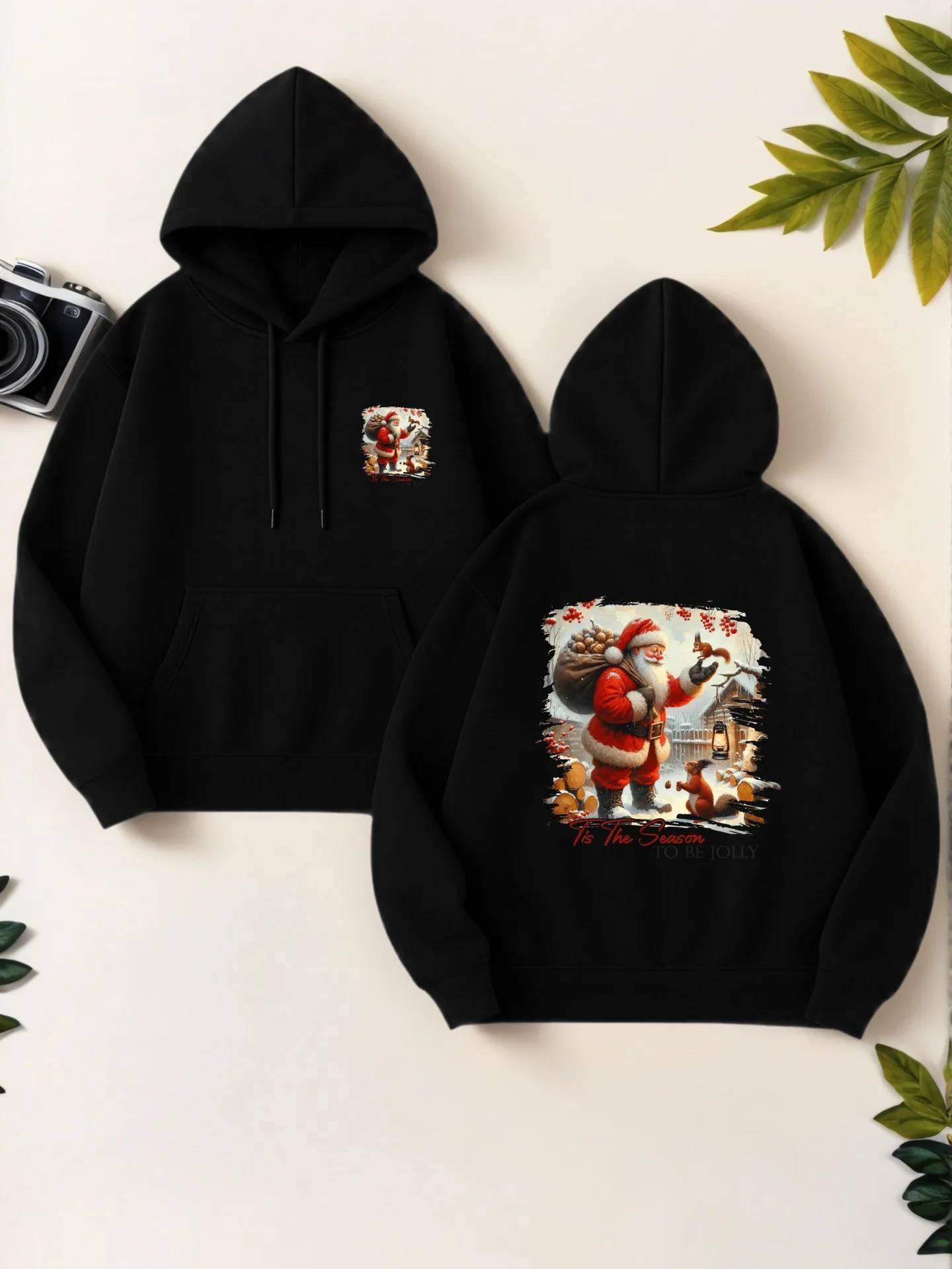 

Женская толстовка с графическим рисунком, графический принт Санта-Клауса, повседневная эстетика, на флисовой подкладке, зимние наряды, для подростков