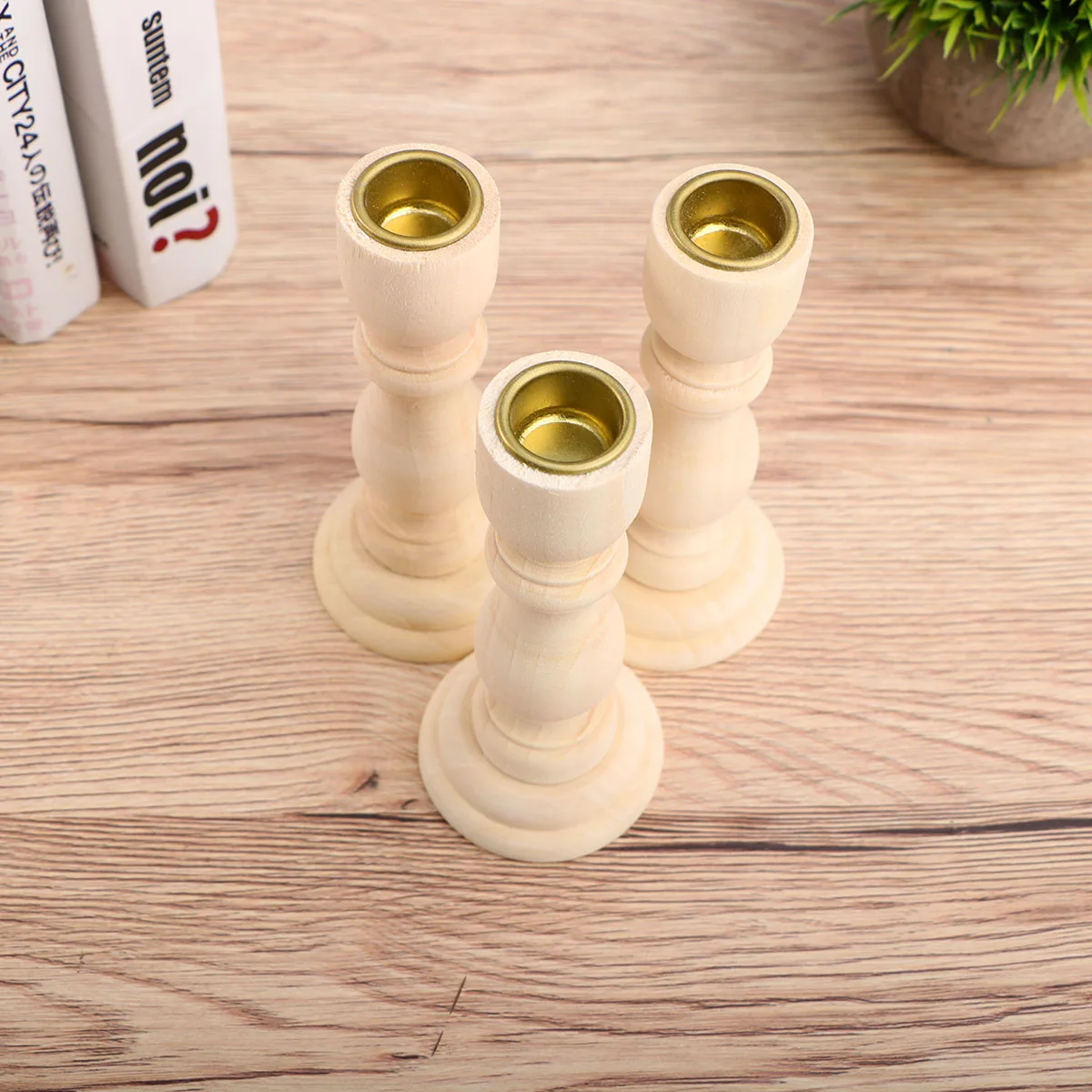 

3pcs Wooden Candlestick Simple Chic Long Term Use Wedding Home Decor Creative Holder Table Decoration