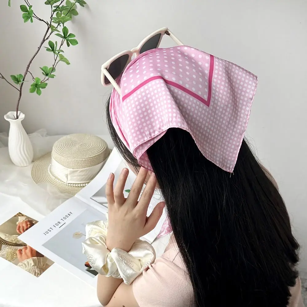 All-match Printed Dot Print Scarf Y2K Colorful Polka Dot Silk Scarf Spicy Girls Korean Satin Hijab Beach