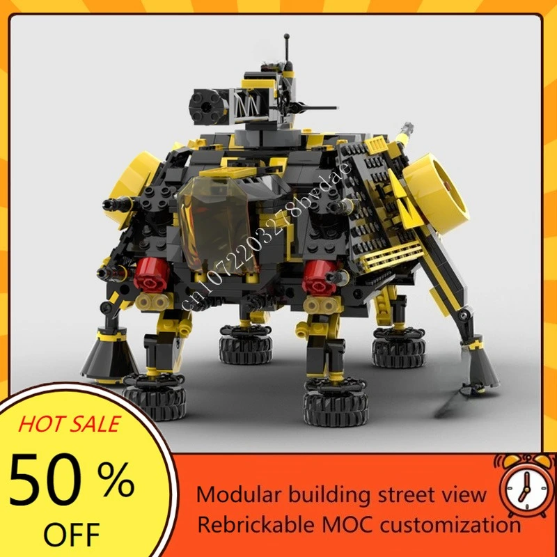 924PCS Blacktron AT-TE Alt Space War Military MOC Battle Model DIY Custom Puzzle  Assembly SpaceShip Birthday Toy Gift for Kid