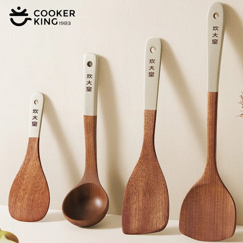 COOKER KING 4 In1 Cooking Tool Set Ebony Spatula and Spoon for Kitchen Use Kitchenware Exquisite Kitchen Tools Gift To Family