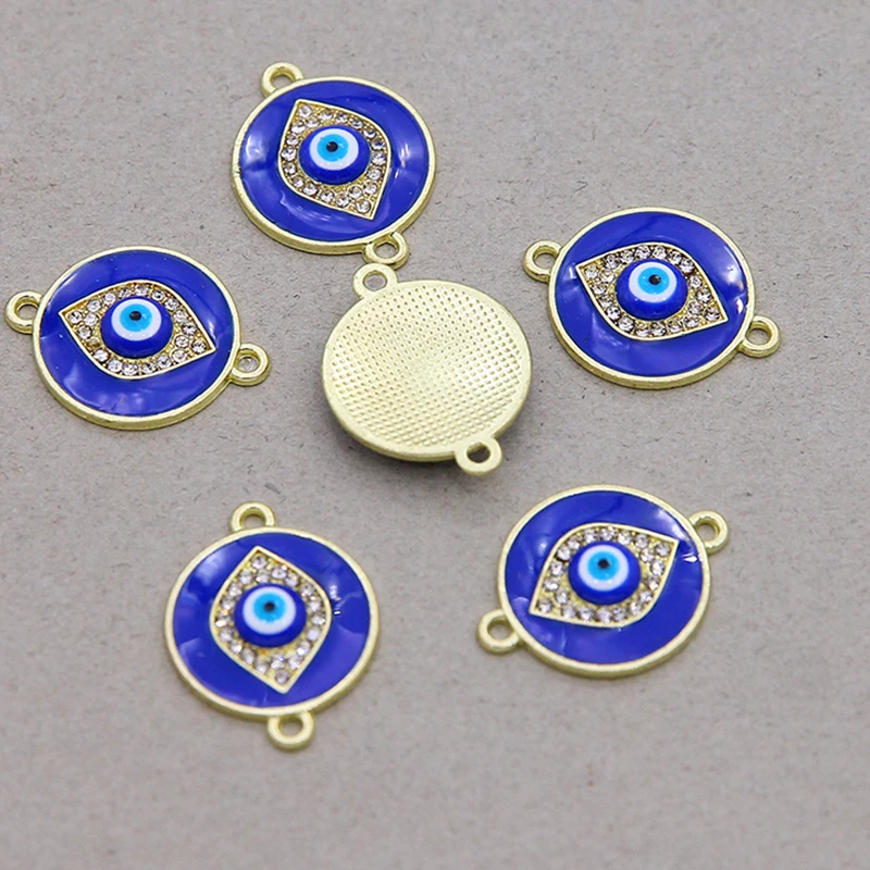 6pcs Lucky Enamel Evil Eye Bracelet Connectors Findings DIY Demon Eye Anklet Bracelets Necklaces Pendants Jewelry Charms Make