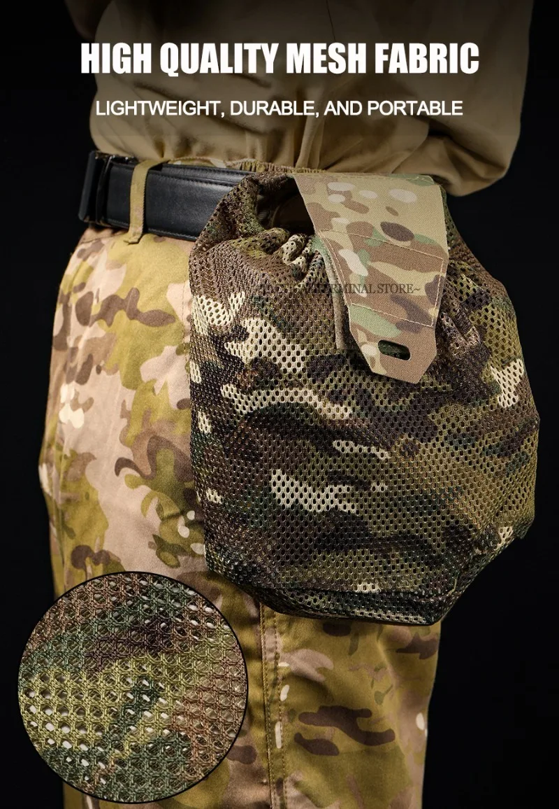 Taktische Folding Dump Pouch Kordelzug Magazin Utility Pouch Mesh Taille Tasche Roll Up Faltbare Recovery Tool Pack EDC Lagerung Tasche – Detail 3