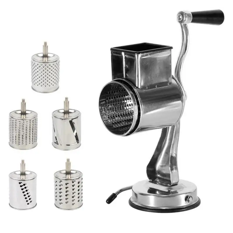 

Cheese Grater With Crank Multifunctional Vegetable Cutter Manual Stainless Steel Cheese Grater Reuseable Handcranked Food Slicer