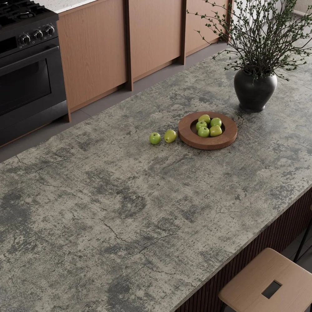 لفة ورق جدران من الفينيل المزخرف بالخرسانة الصناعية - غطاء حائط ذاتي اللصق مقاس 32 × 354 بوصة