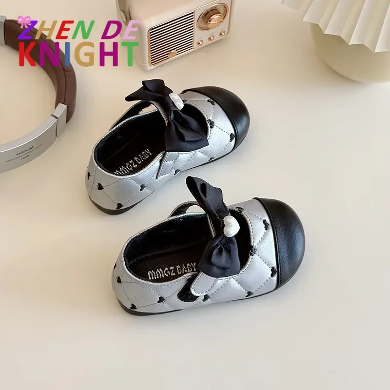 

2025 New Fashion Soft Sole Non-slip Girls Butterfly Pearl Baby Walking Shoes Children PU Leather Shoes Outdoor Fashion Kids Shoe