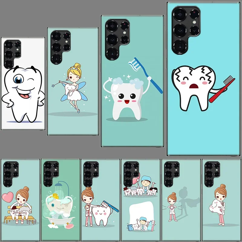Dental Implant Dentist Dental Teeth Clear Phone Case for Samsung Galaxy S21 Plus S24 S23 S20 FE S22 S26 Ultra S25 Edge TPU Capa