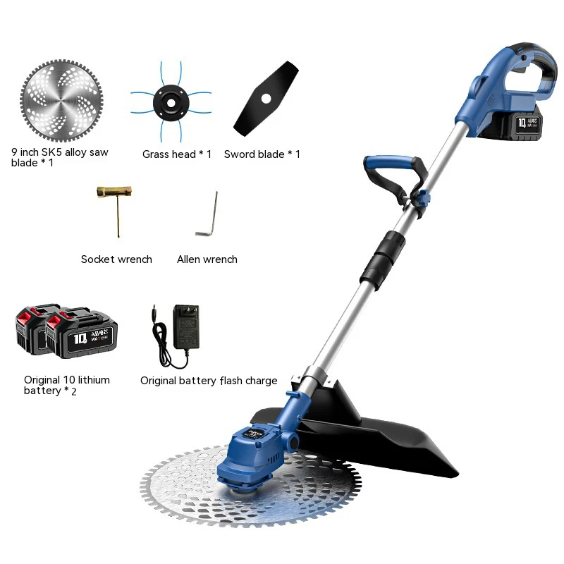 두 개의 배터리로 작동하는 무선 잔디깎이 브러시리스 전기 잔디 트리머 세 가지 스타일의 블레이드 잔디깎이 기계