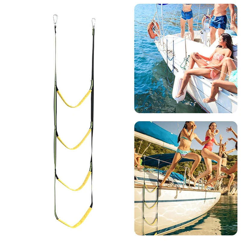 Portable 3/4/5 Step Rubber Boat Boarding Soft Ladder Yacht Boat Side Hanging Ladder Boat Folding Ladder Boat Rope Ladder