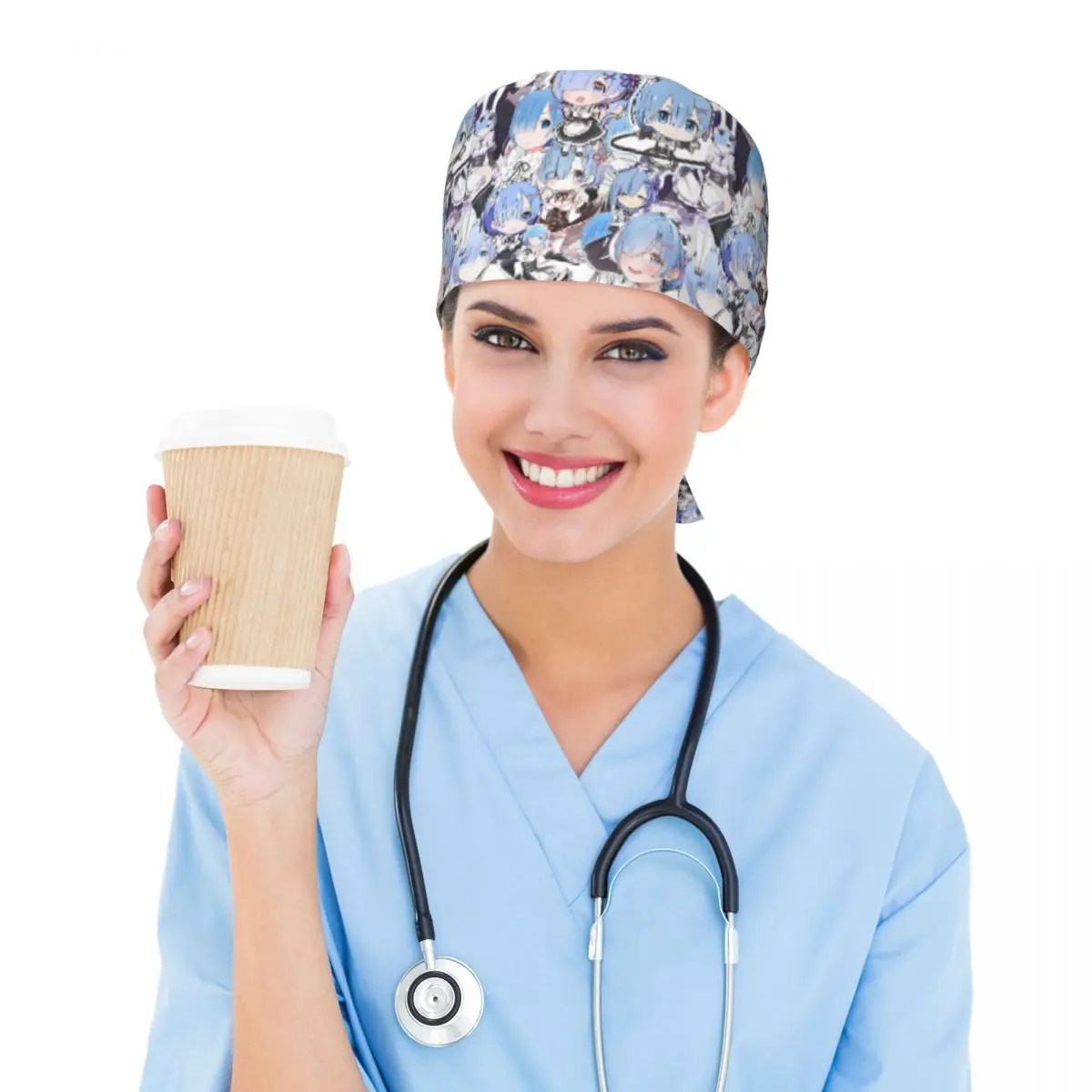 Aangepaste Re Zero-Remes Cartoon schoonmaken werkmuts Comfortabele Unisex Vintage Scrub Cap Chirurgische Hoed Verpleegkundige Scrubs Hoed Verpleegster