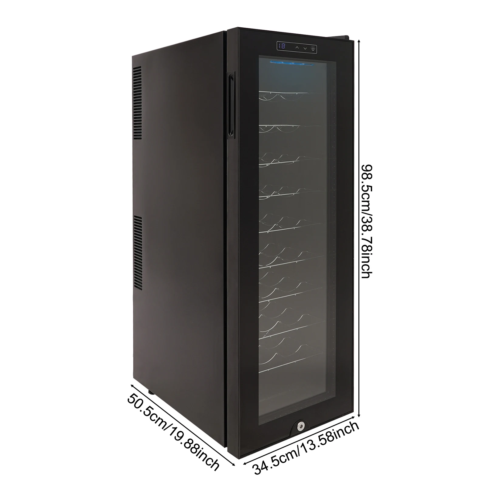 Weinkühlschrank 90L Freistehend mit Einstellbarer Temperatur und LED-Anzeige für Bar und Weinkeller, 30 Flaschen Kapazität