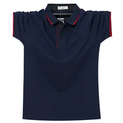 Polo de algodón transpirable con letras bordadas para hombre, Camiseta corta informal de negocios, 6XL talla grande, Verano