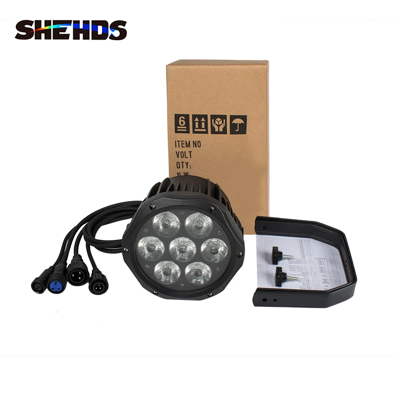 Imagem -04 - Shehds-alumínio Impermeável Par Led Light Luzes de Festa para Festas de Discoteca Wash Wall Rgbwa Mais uv Ip65 Led Par Out Door 7x18w