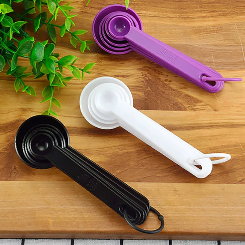 5PCS Multi Purpose Measuring Spoon With Scale Cup Measuring Tool Baking Accessory Plastic Handle Teaspoon Kitchen Baking Gadgets