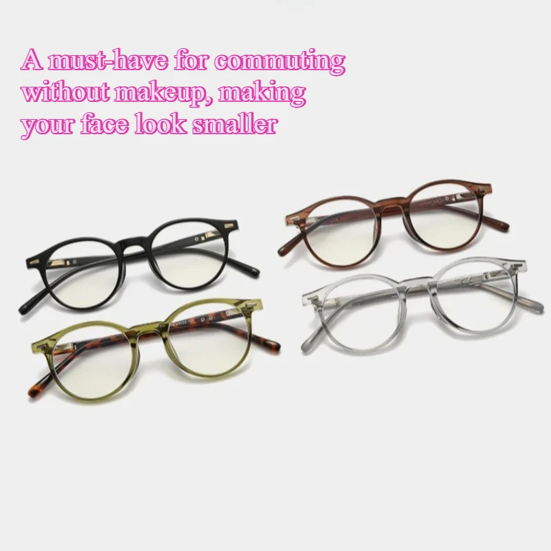 Ultraleichte Retro-Brille mit rundem Rahmen für Damen – hochauflösende Anti-Blaulicht-Vollformat-Flachlinse